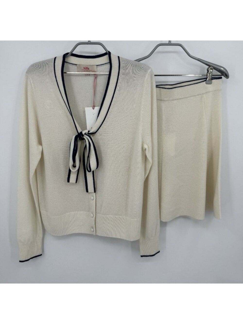 Kilte Collection Cashmere Saylor Bow Cardigan Sweater/Skirt Matching Set 3 L/XL